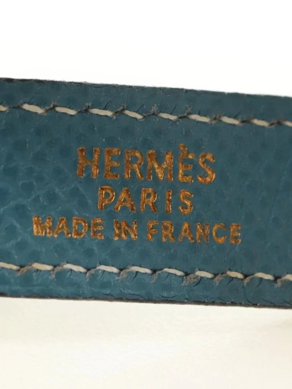 HERMES Glove Holder Charm Leather Light Blue Gold Auth 181292V